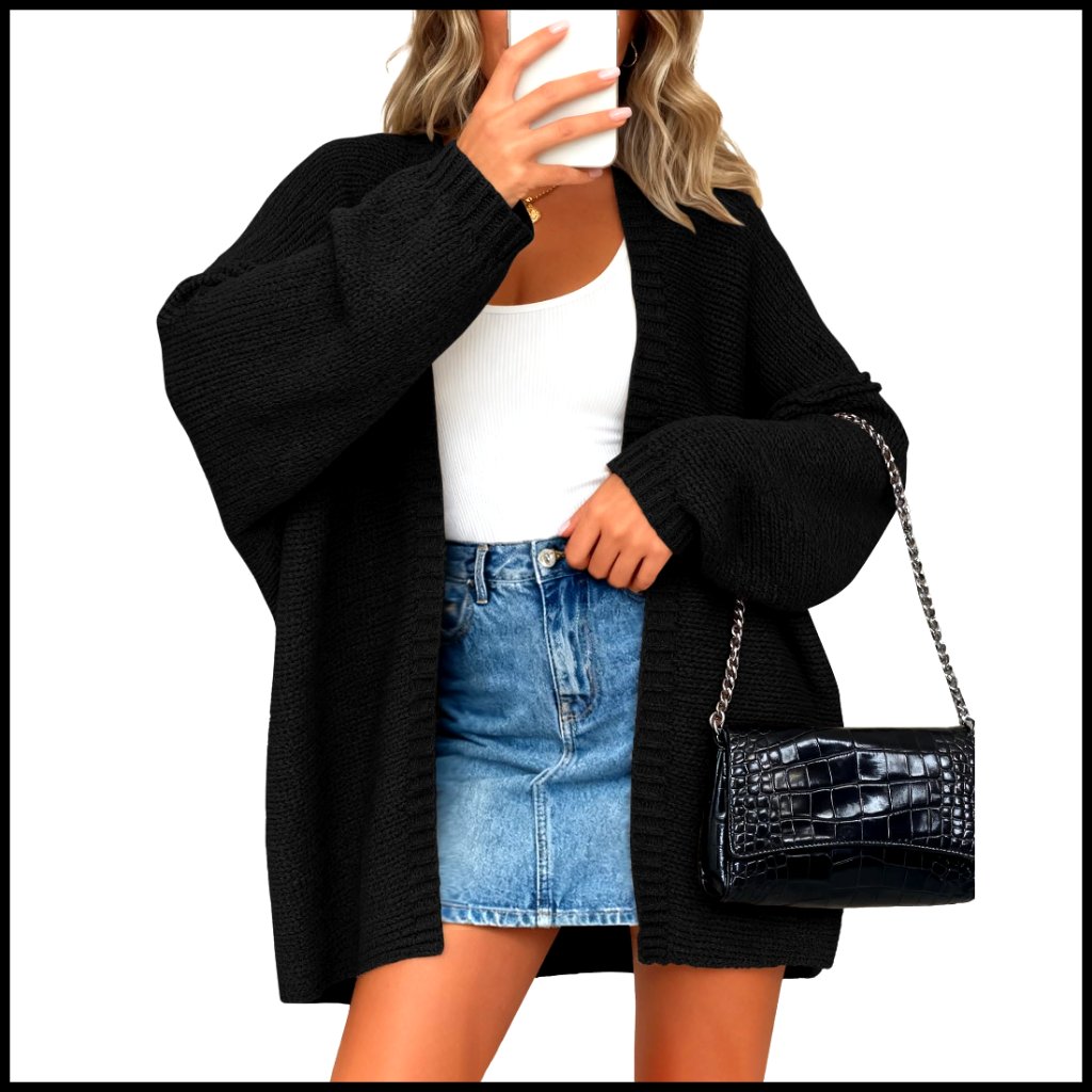 Lightweight Ribbed Knit Cardigan Sweater, Oversized Fit, Casual Long Sleeve